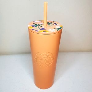 Starbucks Summer 2020 Matte Peach Tropical Lid Stainless Steel Tumbler Venti